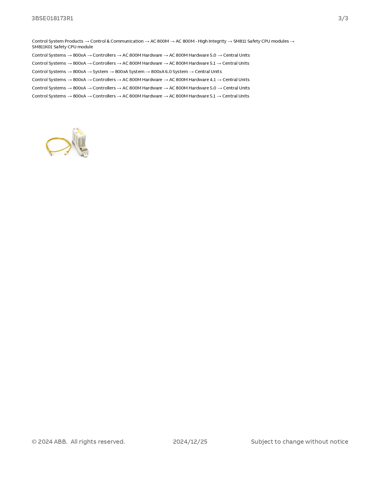 ABB 3BSE018173R1 Data Sheet